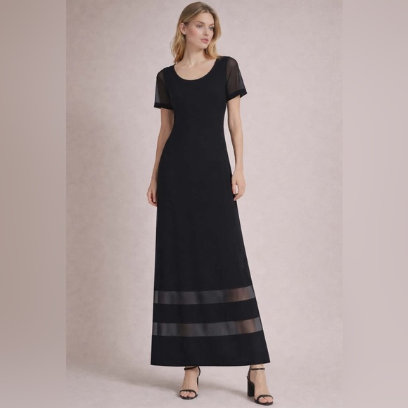 Joseph Ribkoff Dresses & Skirts - Joseph Ribkoff Black Maxi Dress with Mesh Sheer Sleeves
